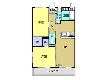 日向・永江町1丁目マンション(2LDK/1階)の間取り写真