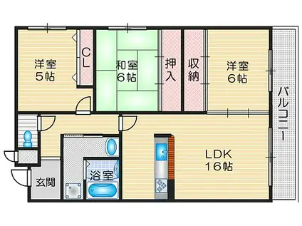 カルム千里山土井(2LDK/2階)の間取り写真