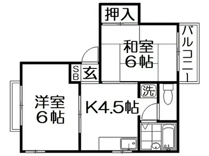 タウニー本町(2K/2階)の間取り写真