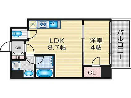 ブエナビスタ江坂広芝町(1LDK/6階)の間取り写真