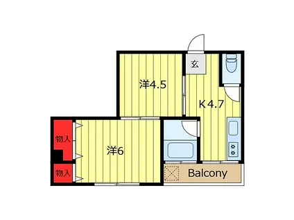 東栄マンション(2K/4階)の間取り写真