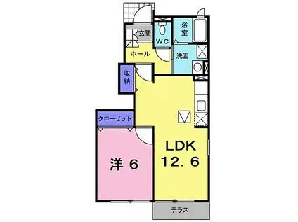 マグノリアハウス(1LDK/1階)の間取り写真