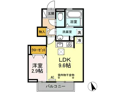 GROW NEXT II(1LDK/1階)の間取り写真