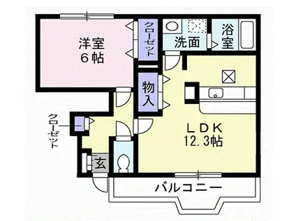 南海加太線 東松江駅(和歌山) 徒歩7分 2階建 築20年(1LDK/1階)の間取り写真