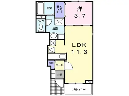 カルムメゾンB(1LDK/1階)の間取り写真