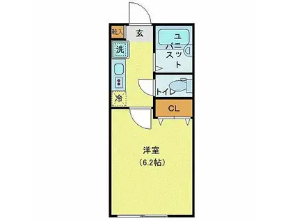 AZEST-RENT宮崎台(1K/2階)の間取り写真