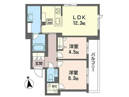 シャーメゾン丸井A(2LDK/1階)の間取り写真
