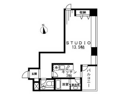 レジディアタワー麻布十番(ワンルーム/5階)の間取り写真