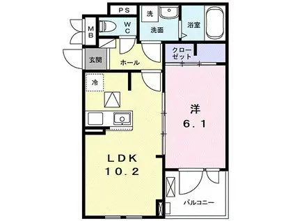 レジデンス YUTAKA(1LDK/2階)の間取り写真