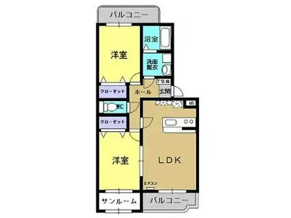 ユーミーマンション カシマ(2LDK/2階)の間取り写真