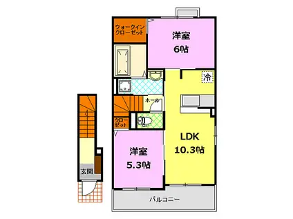 リブフラット C(2LDK/2階)の間取り写真