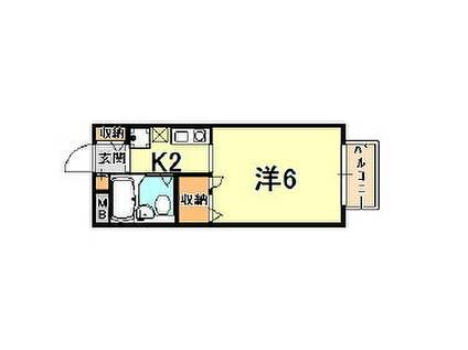 中山手ガーデンパレスB棟(1K/1階)の間取り写真