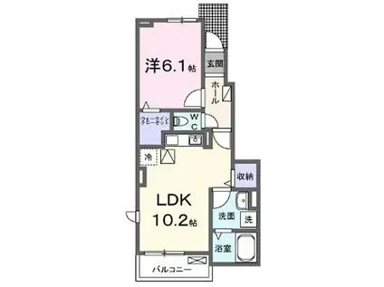 小田急江ノ島線 東林間駅 徒歩14分 2階建 築1年(1LDK/1階)の間取り写真