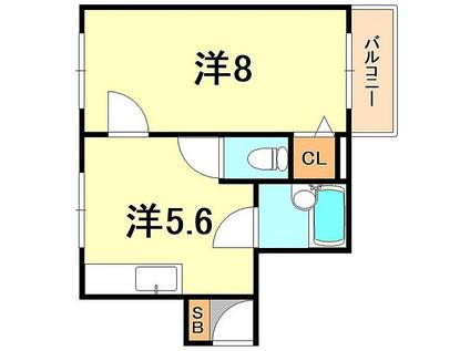 メゾン中町(1DK/4階)の間取り写真