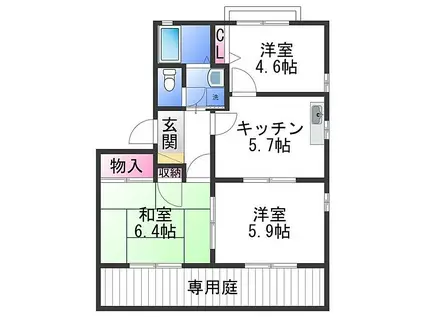 JR和歌山線 岩出駅 徒歩56分 2階建 築27年(3K/2階)の間取り写真