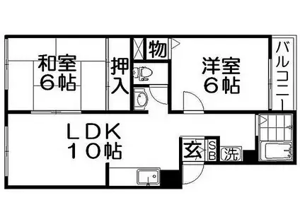 ノルエスタ上島(2LDK/3階)の間取り写真