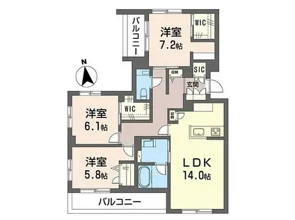 シャーメゾン丸井A(3LDK/2階)の間取り写真