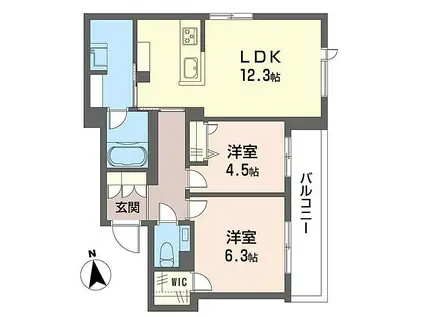 シャーメゾン丸井A(2LDK/4階)の間取り写真