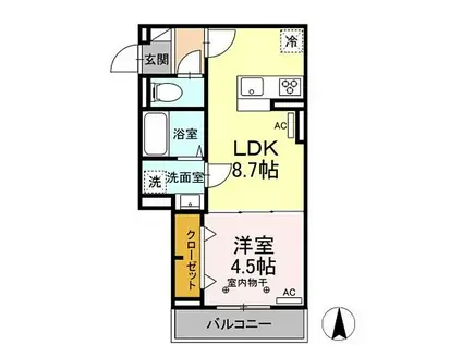 レクシア南田中(1LDK/3階)の間取り写真
