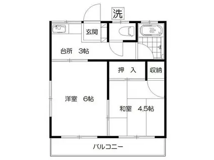 第2富士見ハイツ(2DK/2階)の間取り写真