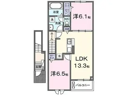 アリビオ・リラI(2LDK/2階)の間取り写真