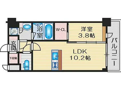 スプランディッド江坂III(1LDK/10階)の間取り写真
