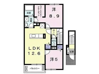 JR東海道本線 富士駅 バス乗車時間：15分 三四軒屋バス停で下車 徒歩10分 2階建 築8年(2LDK/2階)の間取り写真