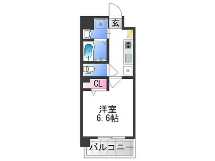 ワールドアイ大阪城イーストII(1K/5階)の間取り写真