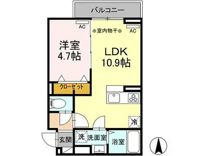 レクシア南田中(1LDK/2階)の間取り写真