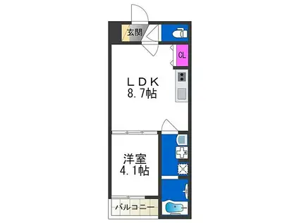 F ASECIA KASTALIA (1LDK/2階)の間取り写真