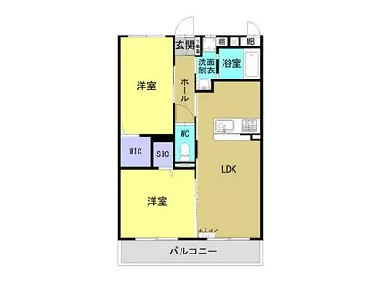 日向・永江町1丁目マンション(2LDK/2階)の間取り写真