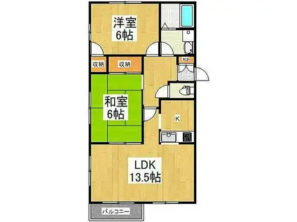 ファミーユレザンA・B(2LDK/1階)の間取り写真