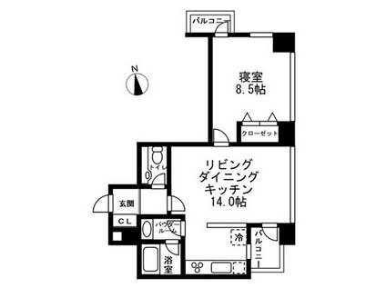 レジディアタワー麻布十番(1LDK/17階)の間取り写真