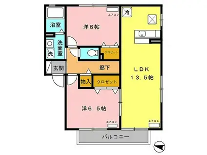 ディアコート(2LDK/1階)の間取り写真