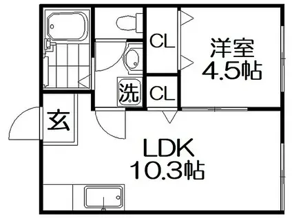 MAYUMIハイツ枚方5番館(1LDK/1階)の間取り写真
