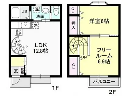 JR身延線 富士宮駅 徒歩17分 2階建 築20年(2LDK)の間取り写真