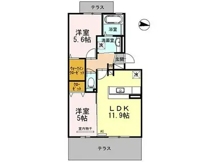 南海高野線 大阪狭山市駅 徒歩4分 3階建 築12年(2LDK/1階)の間取り写真