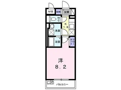 小田急小田原線 町田駅 徒歩9分 5階建 新築(1K/4階)の間取り写真