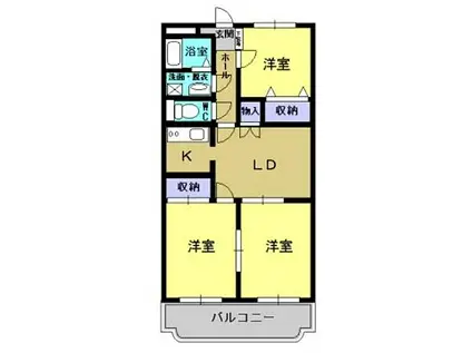 ユーミーマンションかのこII(3LDK/3階)の間取り写真