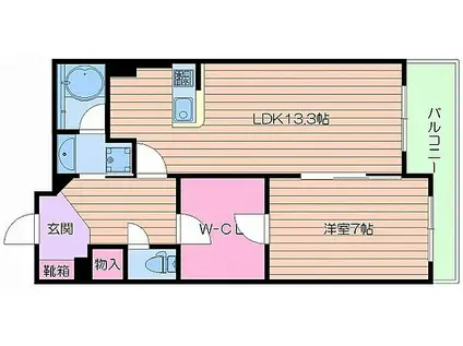 グレンパーク梅田北(1LDK/12階)の間取り写真