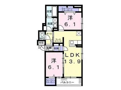 CASA FIORE(2LDK/1階)の間取り写真