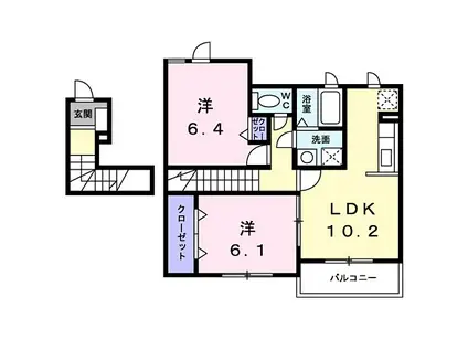 JR阪和線 東岸和田駅 徒歩34分 2階建 築14年(2LDK/2階)の間取り写真