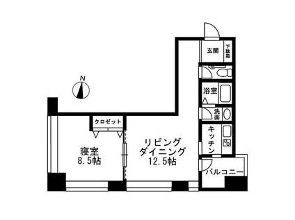 レジディアタワー麻布十番(1LDK/9階)の間取り写真