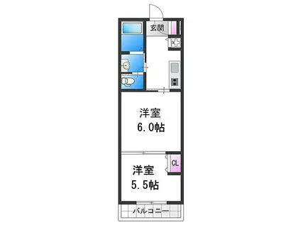 WINDBELL天下茶屋(2K/1階)の間取り写真