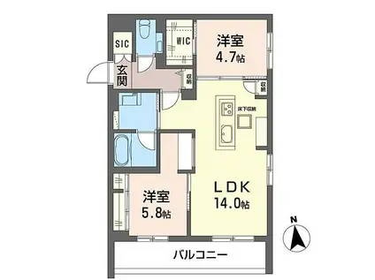 シャーメゾン丸井B(2LDK/1階)の間取り写真