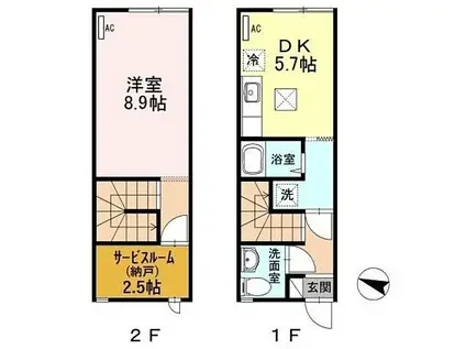 JR上越新幹線 新潟駅 徒歩25分 2階建 築19年(1SDK)の間取り写真