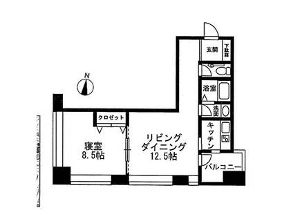 レジディアタワー麻布十番(1LDK/10階)の間取り写真