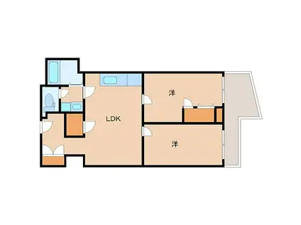 KT-2ビル(2LDK/3階)の間取り写真