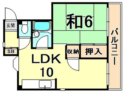 ハイツ南甲子園(1LDK/2階)の間取り写真