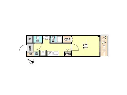 アンジェリーク夙川(1K/2階)の間取り写真